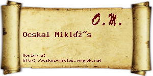 Ocskai Miklós névjegykártya